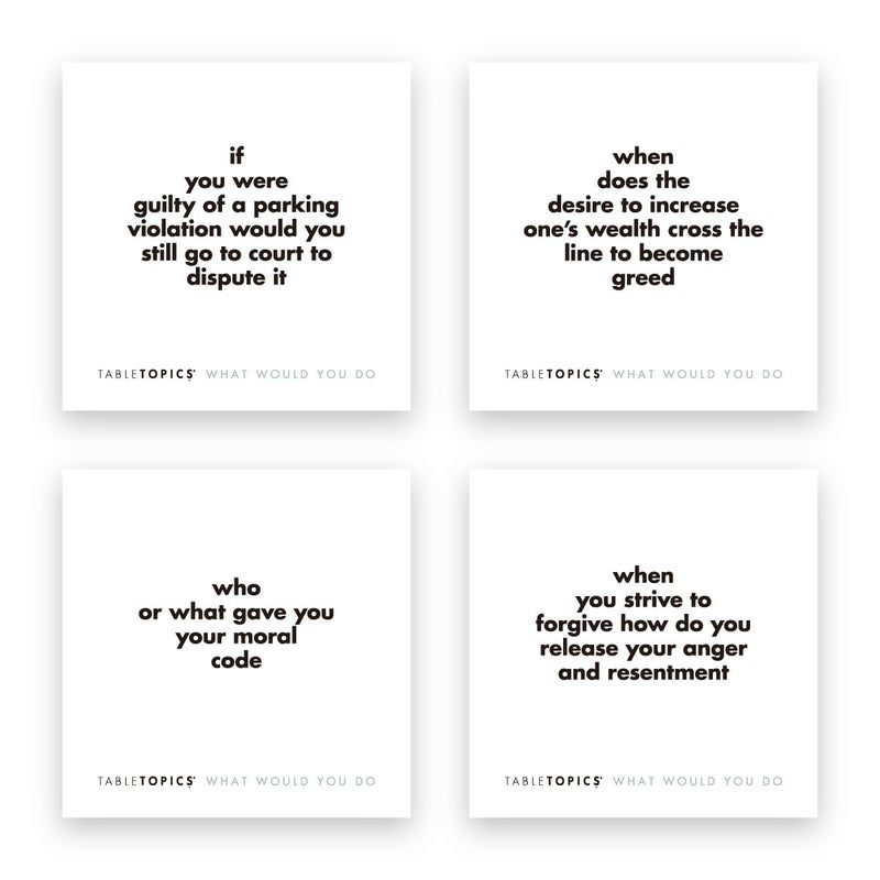 TableTopics What Would You Do Question Card Game - 135 Provocative Conversation Starter Cards for Parties with Adult Friends, Spark Lively Debates about Sticky Situations, Icebreaker Game - Image 5